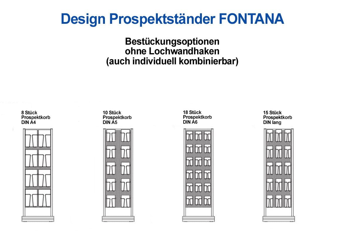 Design Prospektständer A4 FONTANA – Bestückung